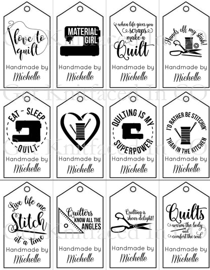 Personalized Two Sided Quilting Quote Gift Tag - Blank Care Instructions - PDF File Only - Printable Quilting Label