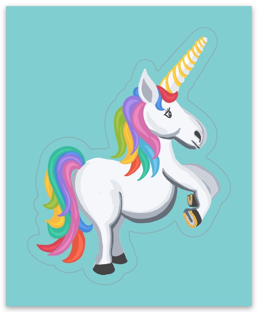 Hand-Drawn Unicorn Sticker | Waterproof Vinyl Decal for Laptops, Bottles