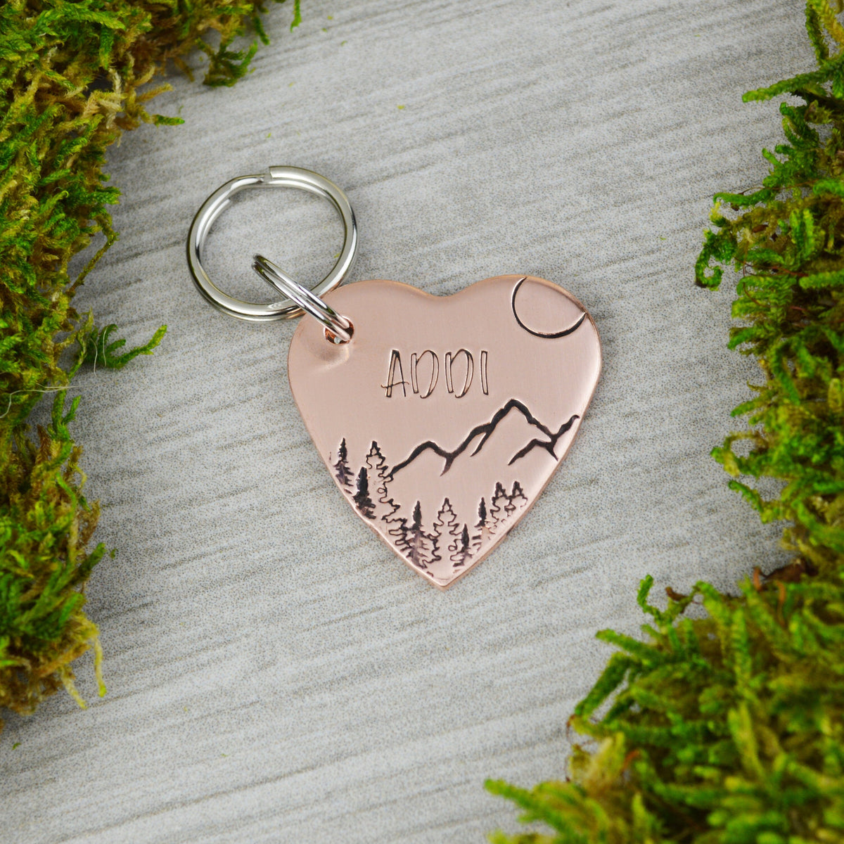 Alaskan Sky Handstamped Square Pet ID Tag 