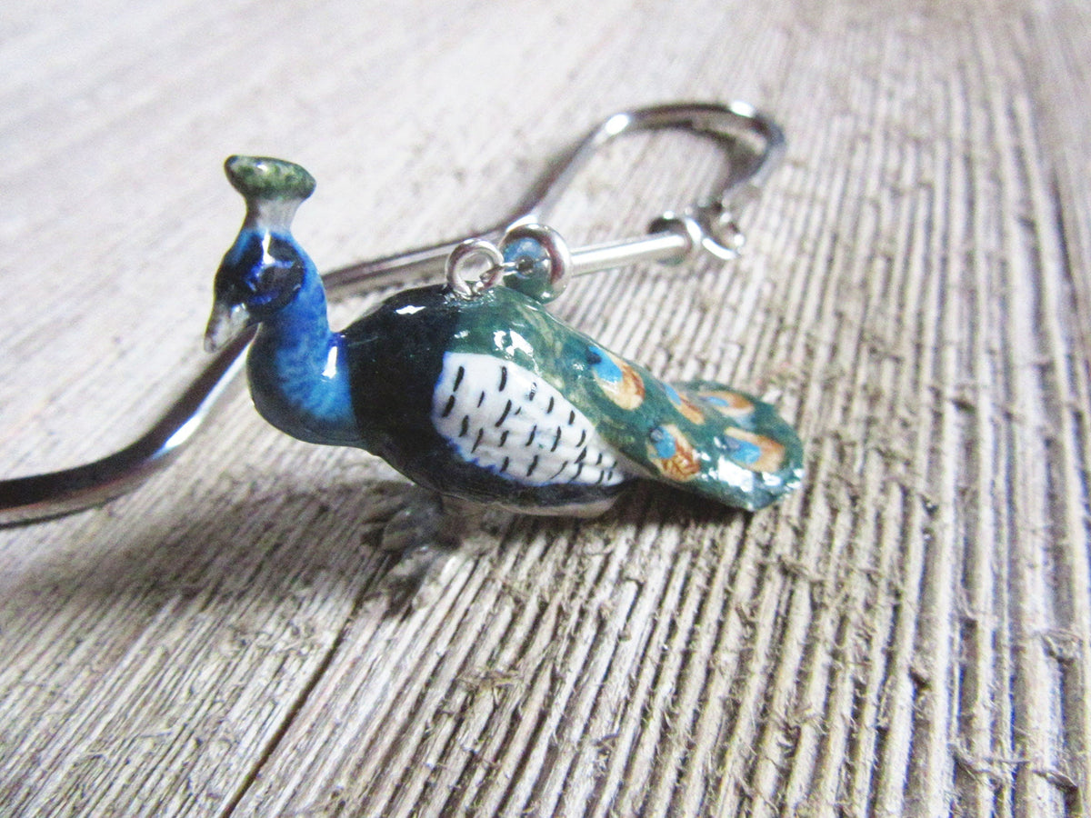 Peacock Bookmark, porcelain figurine with colorful peacock design, perfect for book lovers and readers.