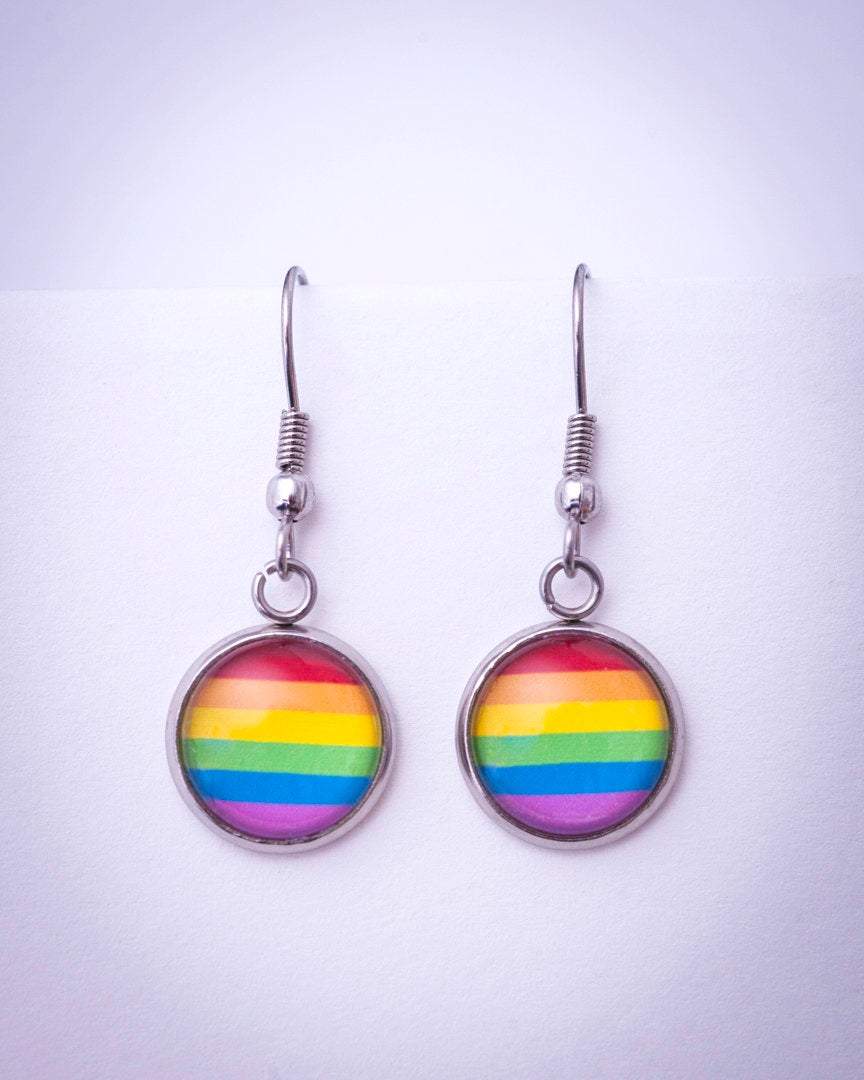rainbow pride flag dangle earrings