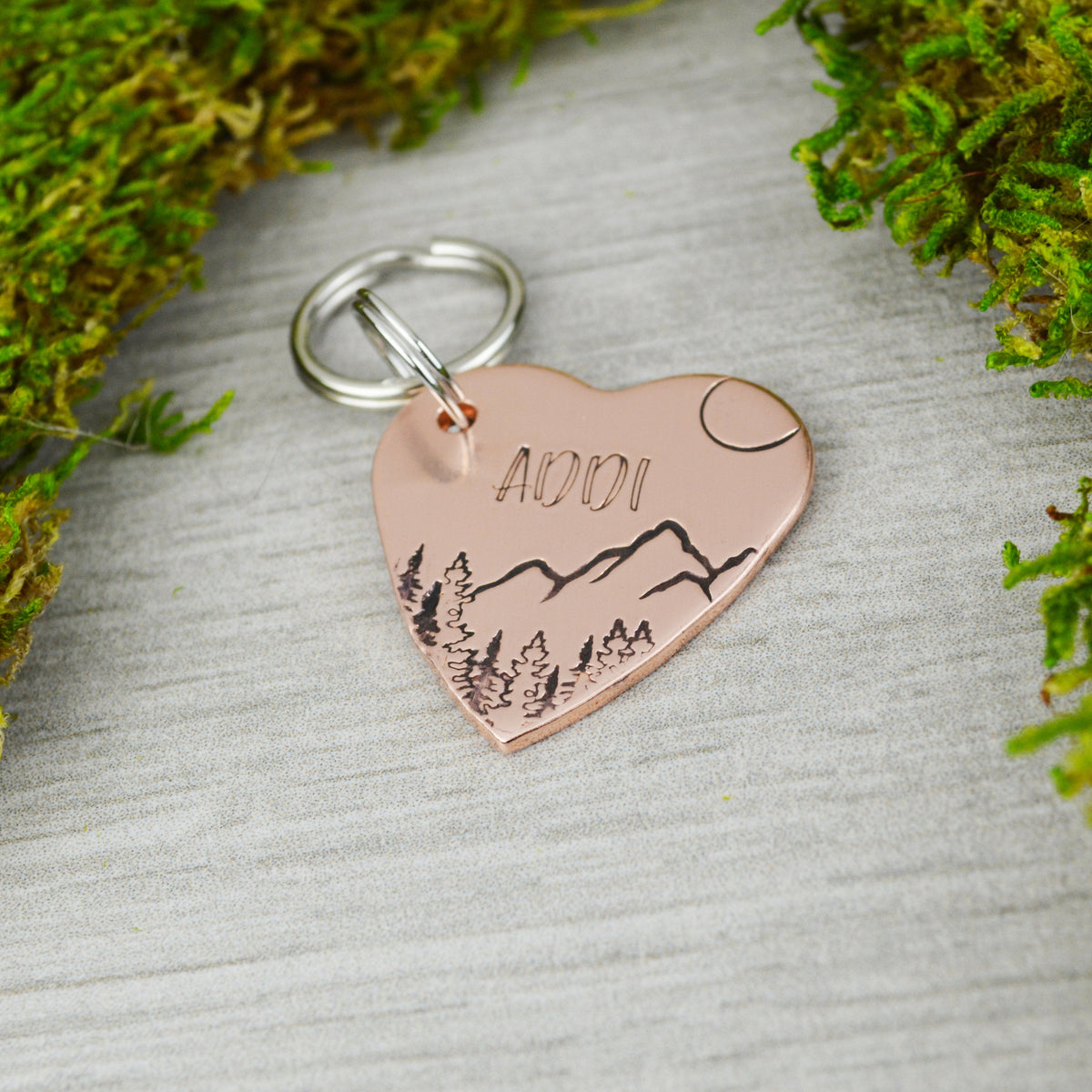 Alaskan Sky Handstamped Square Pet ID Tag 