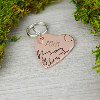 Alaskan Sky Handstamped Square Pet ID Tag 