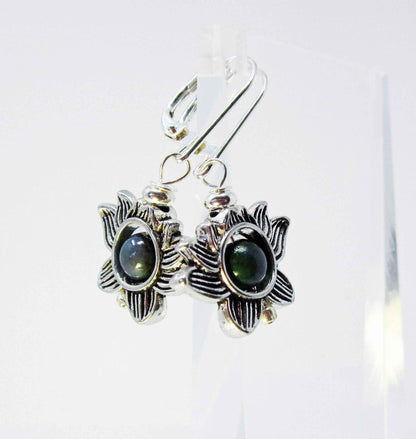 Lotus Flower Earrings with Color Changing Mood Bead - Zen Jewelry Gift for Growth &amp; Calm