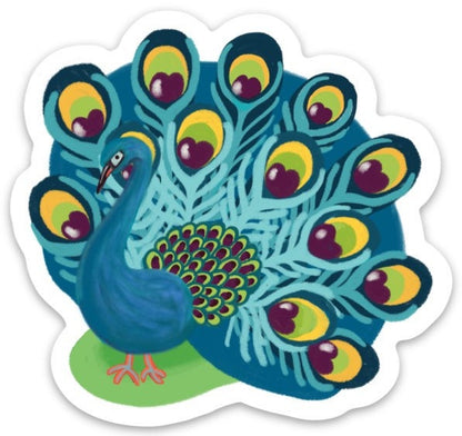 Peacock Sticker | Vibrant Bird Art Sticker | Waterproof Vinyl Decal | Original Illustration | Nature Lover Gift