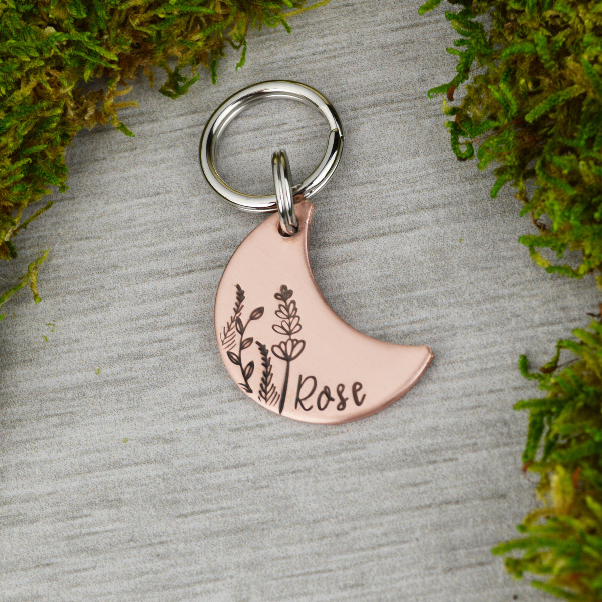 Lavender Moon Handstamped Pet ID Tag 