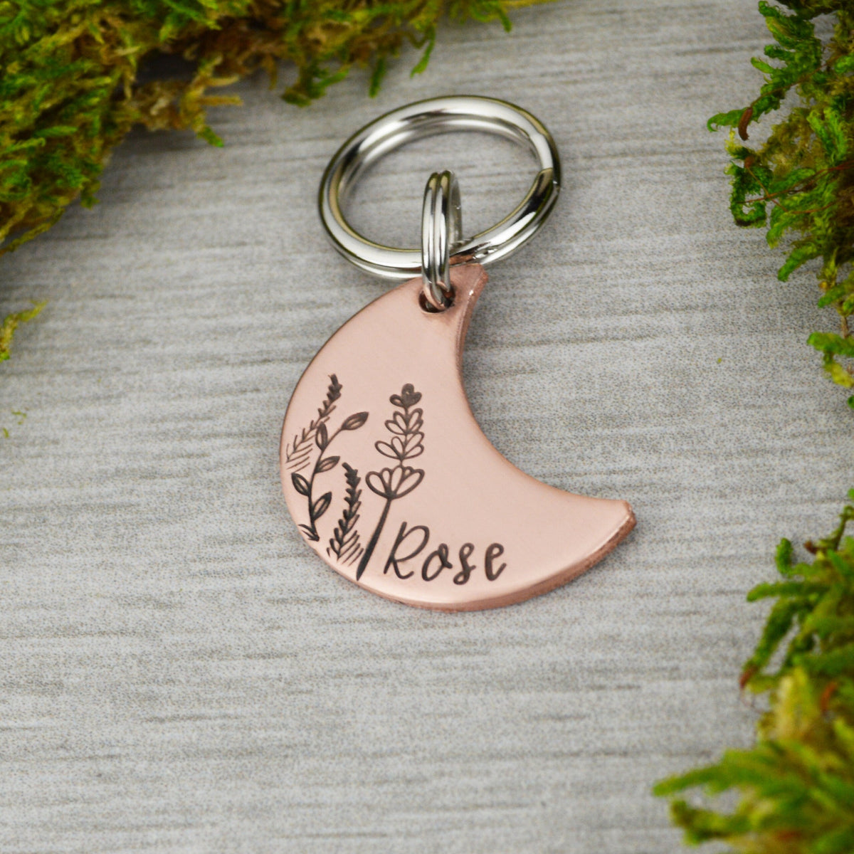 Lavender Moon Handstamped Pet ID Tag 