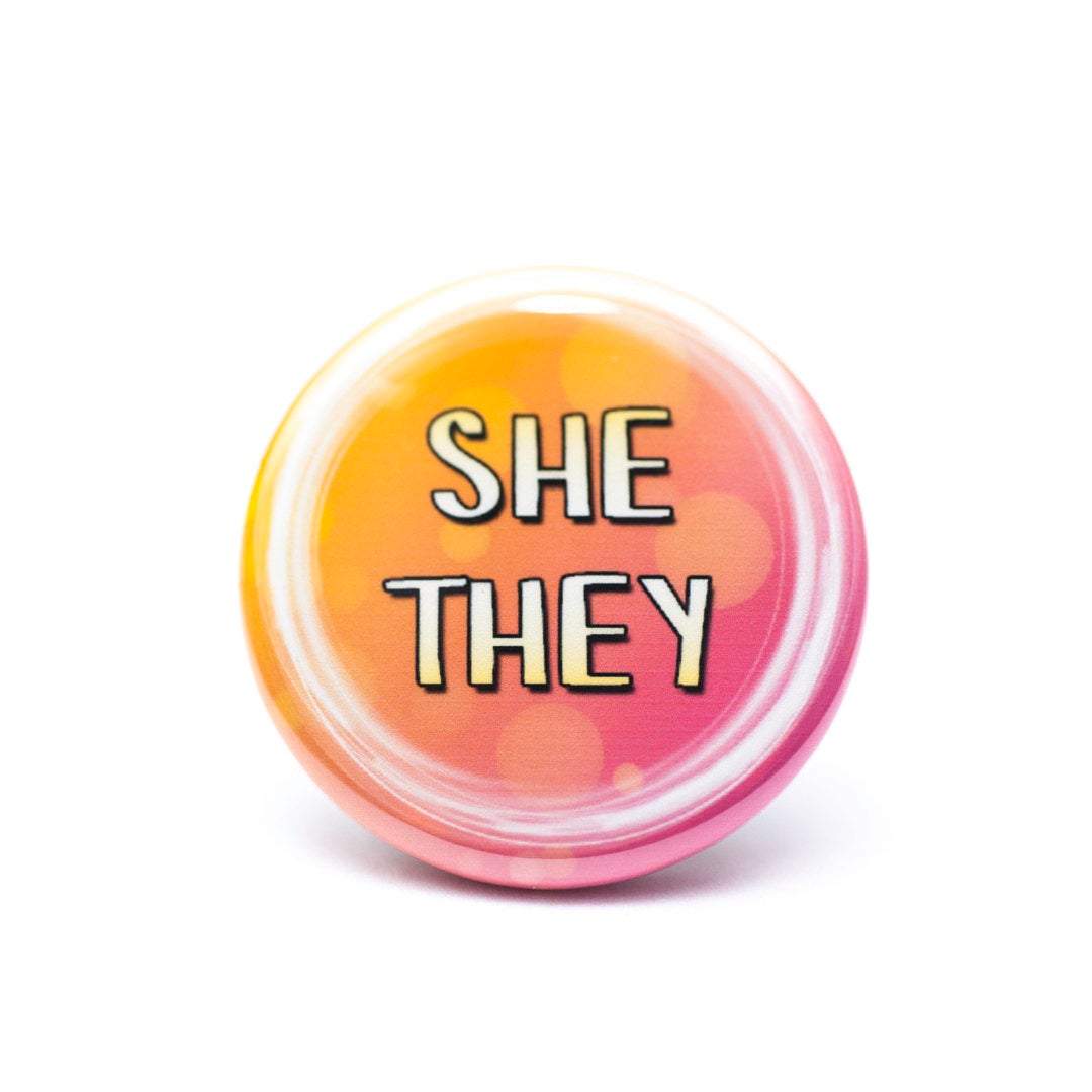 lgbtq she they pronoun buttons
