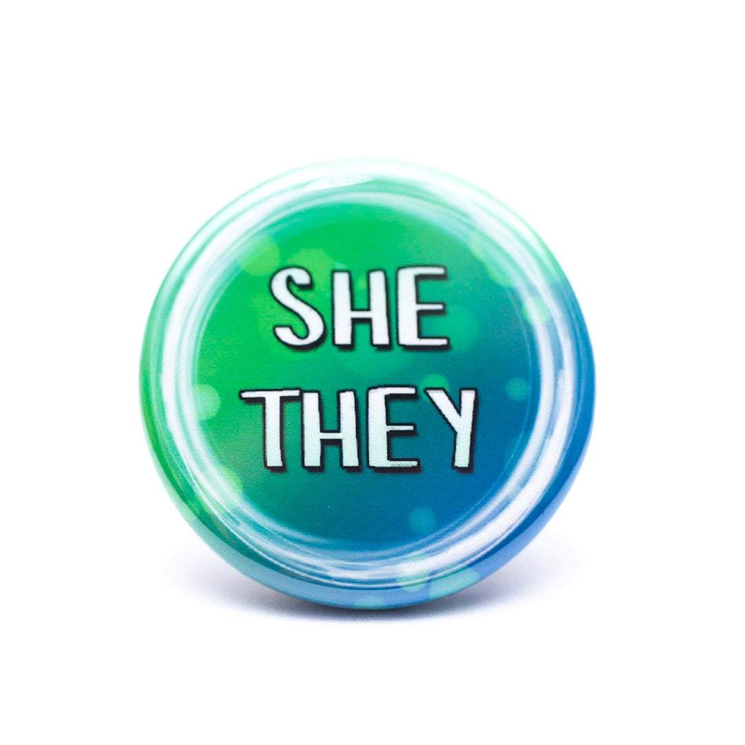 lgbtq she they pronoun buttons