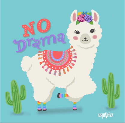 No Drama Llama Sticker | Funny Llama Sticker | Original Art Sticker | Laptop Sticker