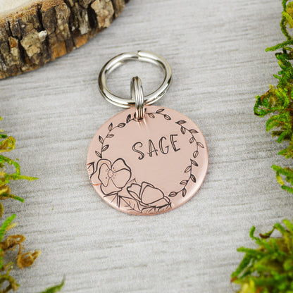 Poppy Wreath Handstamped Pet ID Tag 