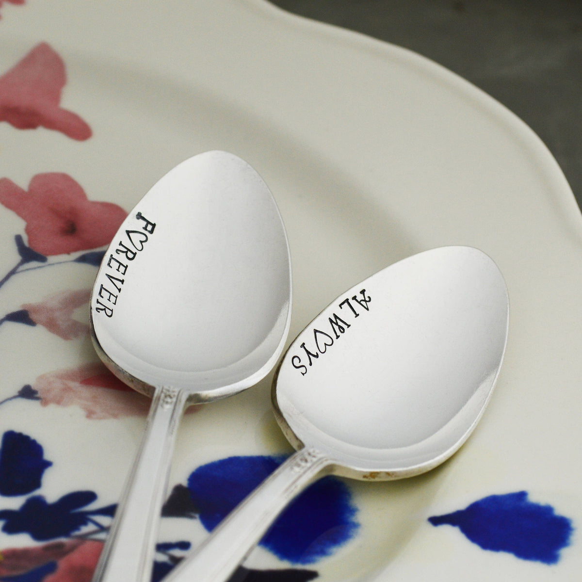 Forever &amp; Always Hand Stamped Coffee Spoon Gift Set 