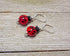 Ladybug earrings of Lampworked Glass, featuring vibrant red lampwork lady beetle design, ideal for good luck and garden-themed jewelry.