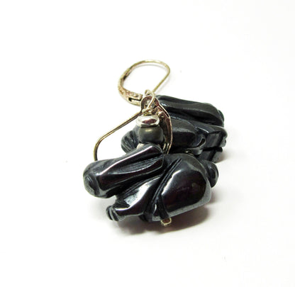 RABBIT EARRINGS - Beautifully carved stone bunny jewelry, perfect for rabbit lovers, featuring jade, jasper, hematite, or moonstone stones.