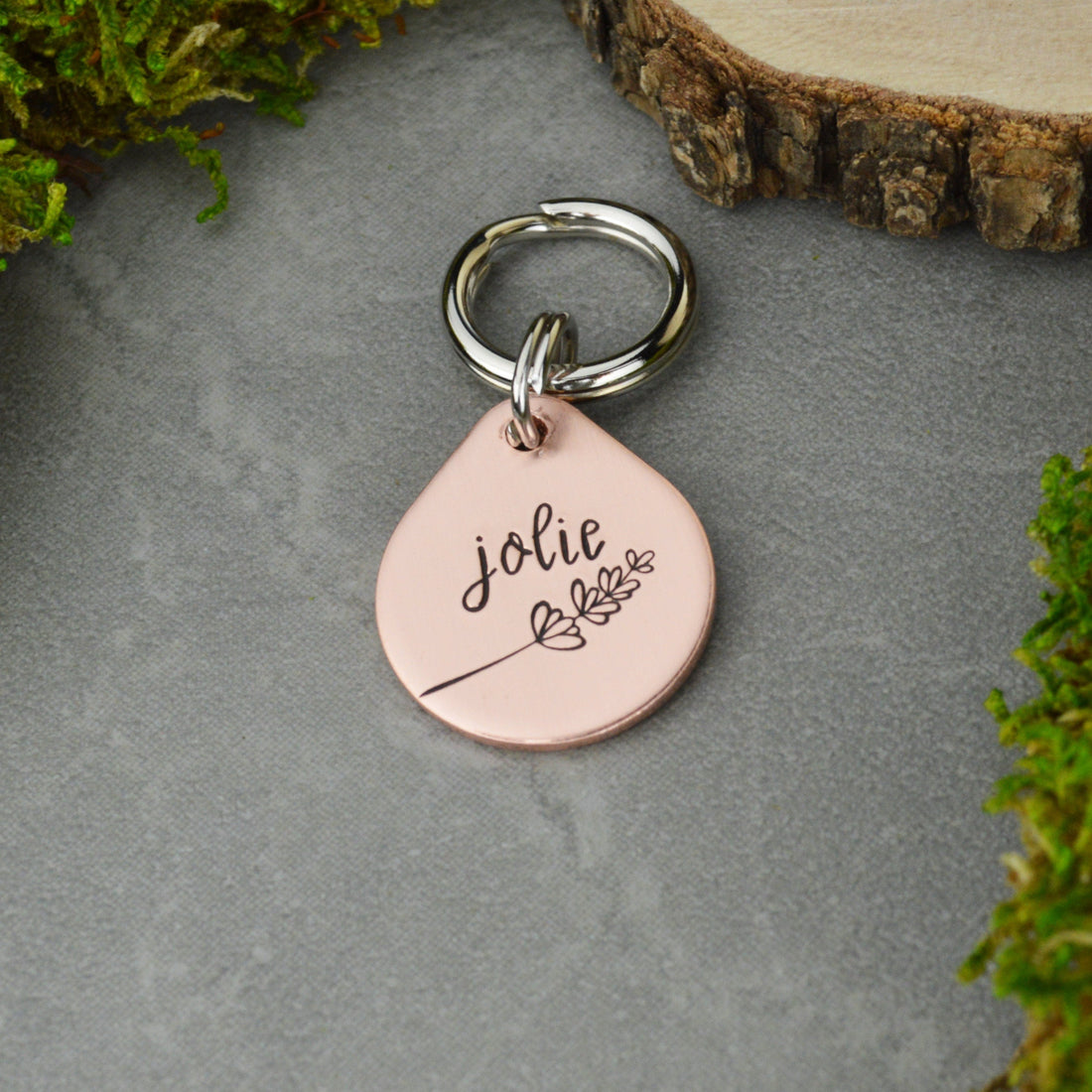 Lavender Sprig Handstamped Mini Pet ID Tag 
