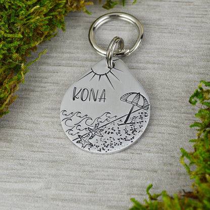 Sunny Shores Handstamped Pet ID Tag 