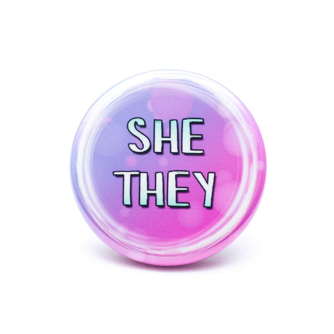 lgbtq she they pronoun buttons