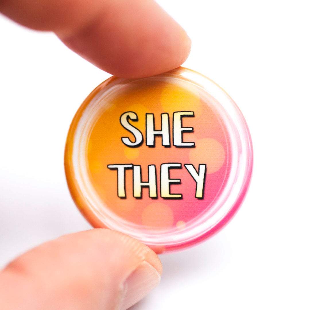 lgbtq she they pronoun buttons