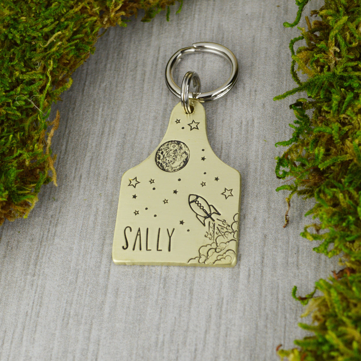 Space Race Handstamped Pet ID Tag 