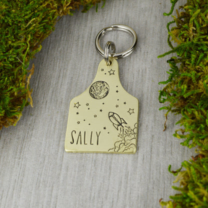 Space Race Handstamped Pet ID Tag 