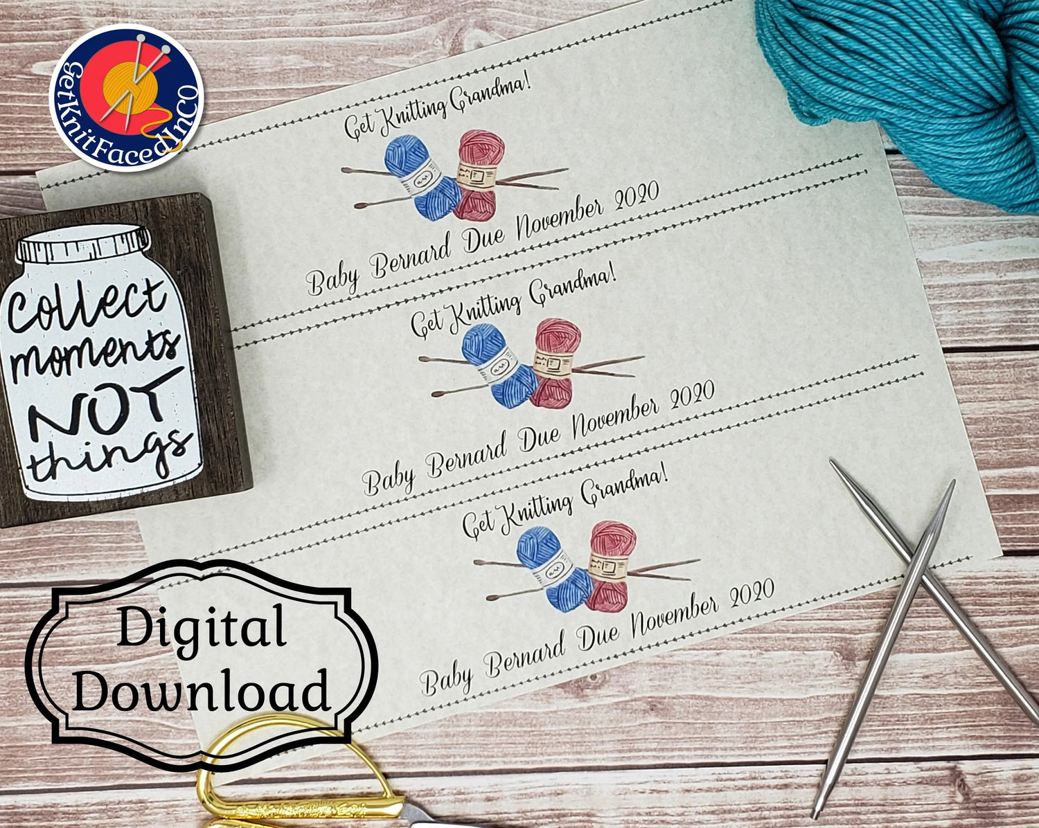 Get Knitting Grandma - PDF File Only - Custom Printable Pregnancy Announcement Label