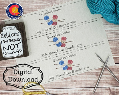 Get Knitting Grandma - PDF File Only - Custom Printable Pregnancy Announcement Label