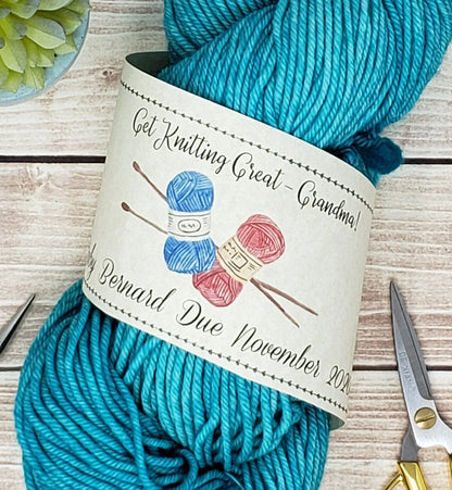 Get Knitting Great Grandma - Custom Printable Pregnancy Announcement Label - PDF File Only