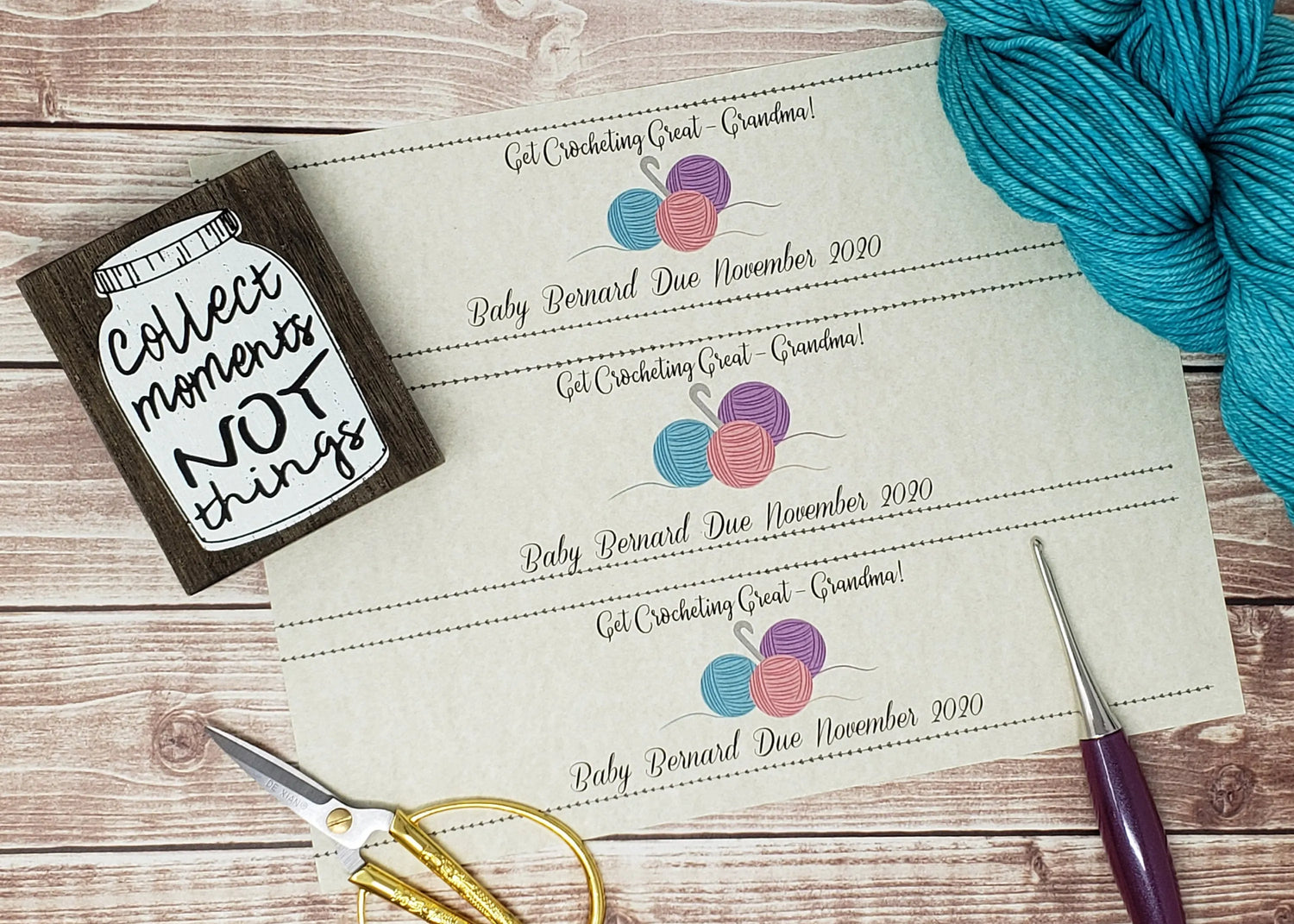 Custom Printable Pregnancy Announcement Label - Get Crocheting Great Grandma - PDF File Only