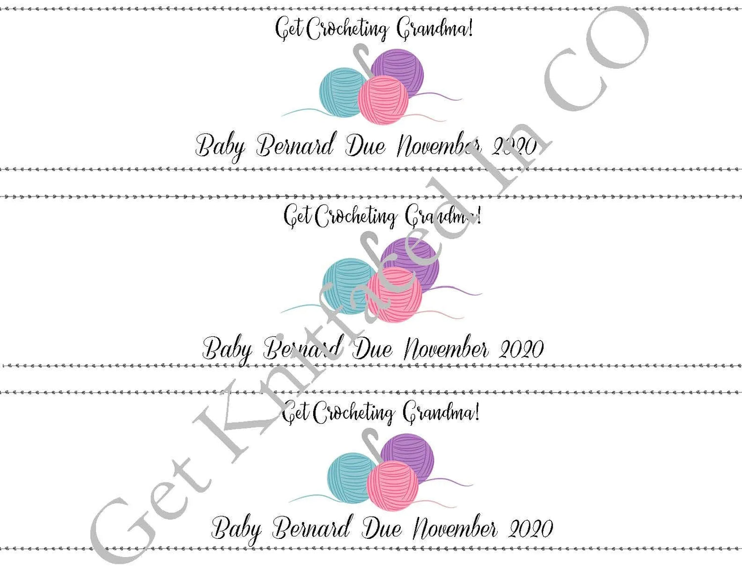 Custom Printable Pregnancy Announcement Label - Get Crocheting Grandma - PDF File Only