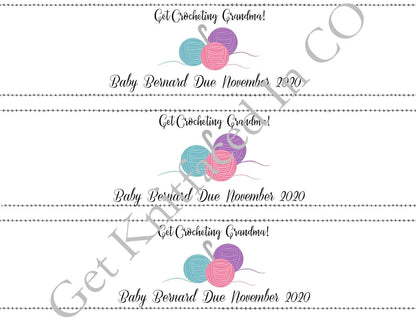 Custom Printable Pregnancy Announcement Label - Get Crocheting Grandma - PDF File Only
