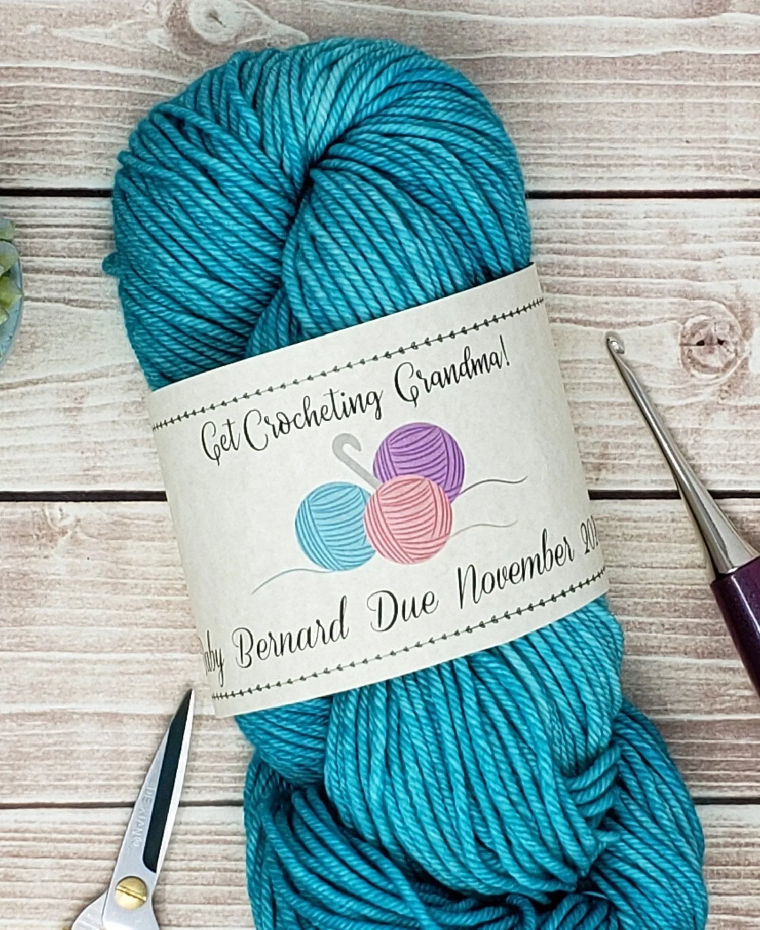 Custom Printable Pregnancy Announcement Label - Get Crocheting Grandma - PDF File Only