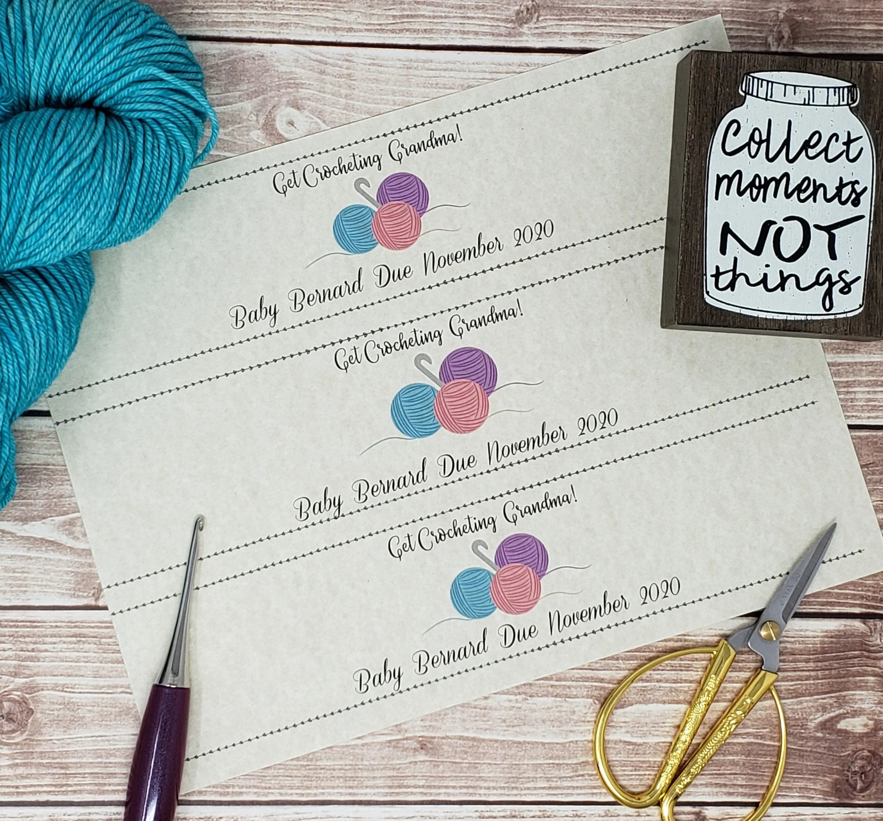 Custom Printable Pregnancy Announcement Label - Get Crocheting Grandma - PDF File Only