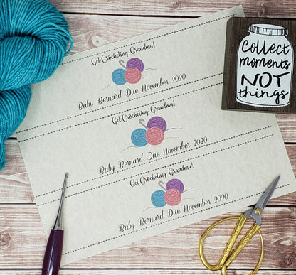 Custom Printable Pregnancy Announcement Label - Get Crocheting Grandma - PDF File Only