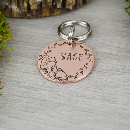 Poppy Wreath Handstamped Pet ID Tag 