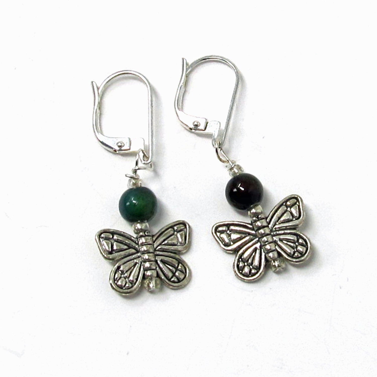 Color change butterfly earrings, whimsical mood bead jewelry, ideal gift for nature lovers and teens, delicate silver woodland animal dangle design.