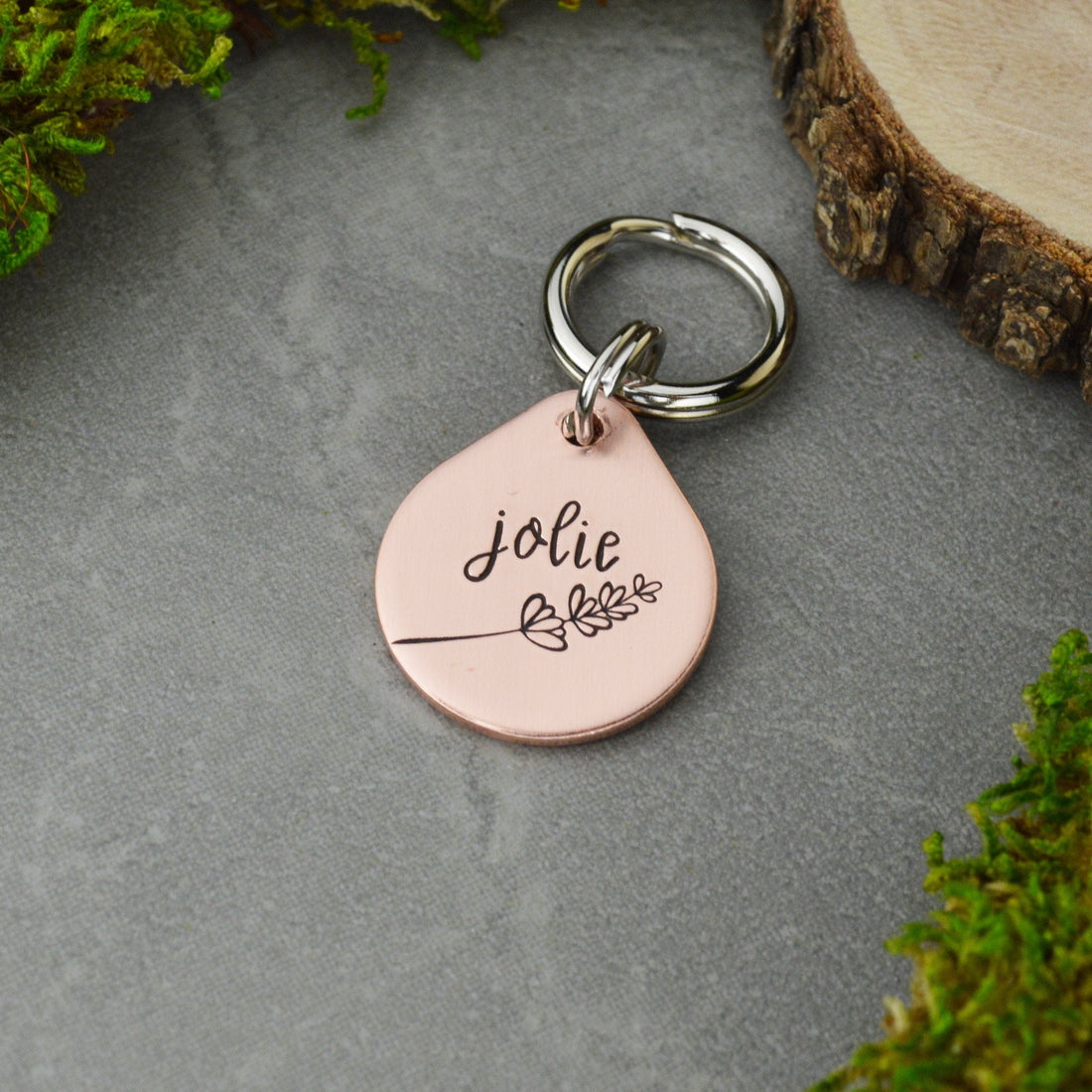 Lavender Sprig Handstamped Mini Pet ID Tag 