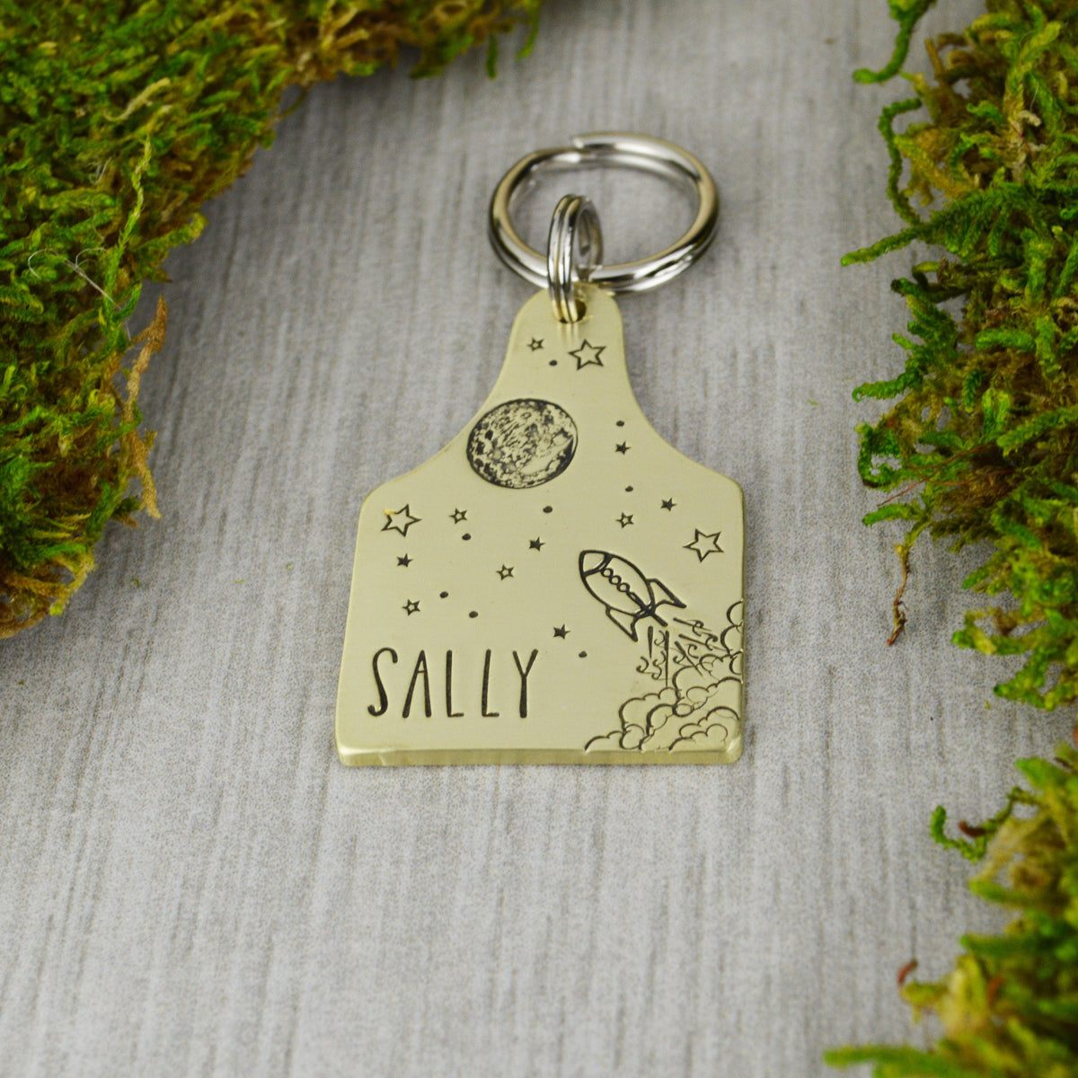 Space Race Handstamped Pet ID Tag 