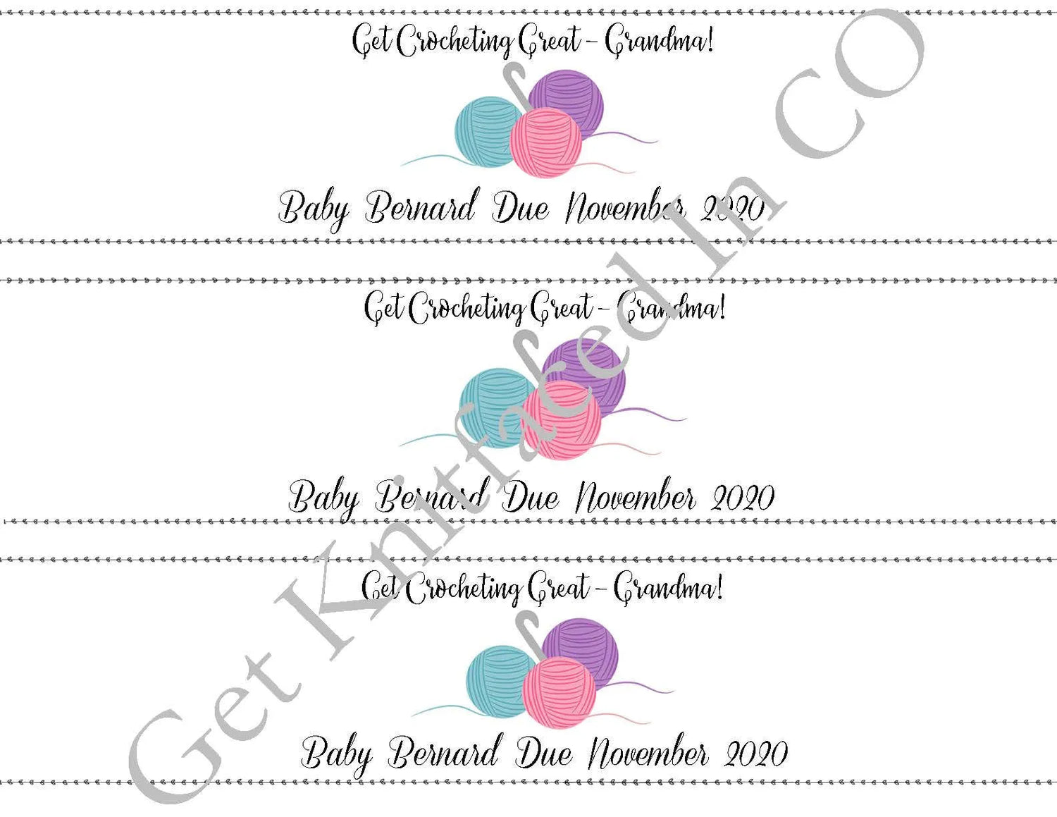 Custom Printable Pregnancy Announcement Label - Get Crocheting Great Grandma - PDF File Only