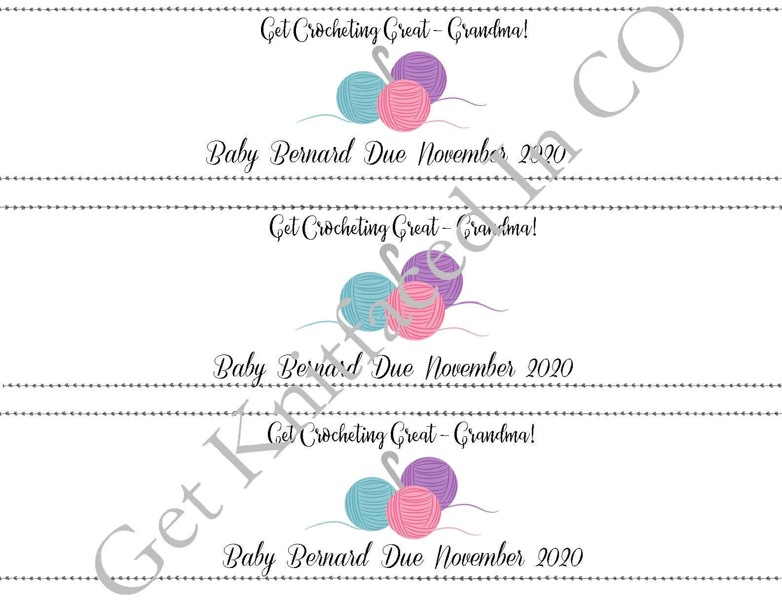 Custom Printable Pregnancy Announcement Label - Get Crocheting Great Grandma - PDF File Only