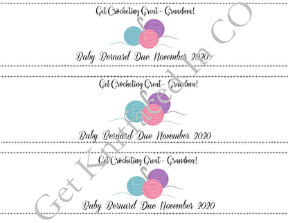 Custom Printable Pregnancy Announcement Label - Get Crocheting Great Grandma - PDF File Only