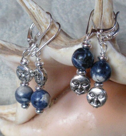 Artisan-designed Blue Moon Sodalite Earrings showcasing the soothing essence of nature with elegant craftsmanship, embodying self-care and spiritual well-being.