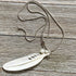 White Feather Necklace, Angel Sign White Feather Pendant featuring carved bone and mother of pearl, ideal for feminine gifts.