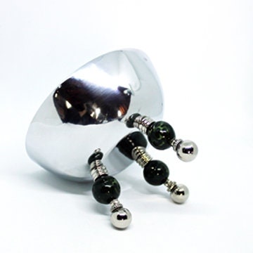 Large trinket box in stainless steel design with colorful bead accent, perfect for decorative storage