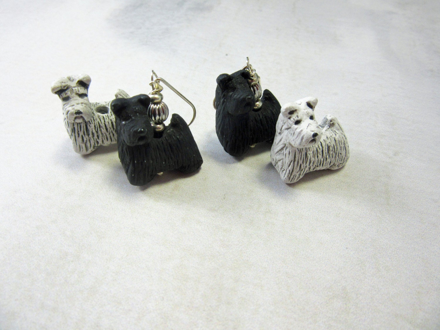 Scotty Dog Earrings in black ceramic, a perfect gift for Scottie dog lovers, featuring a hand-painted design.