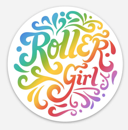 Retro Roller Girl Sticker | 70s Disco Skater Vinyl Decal