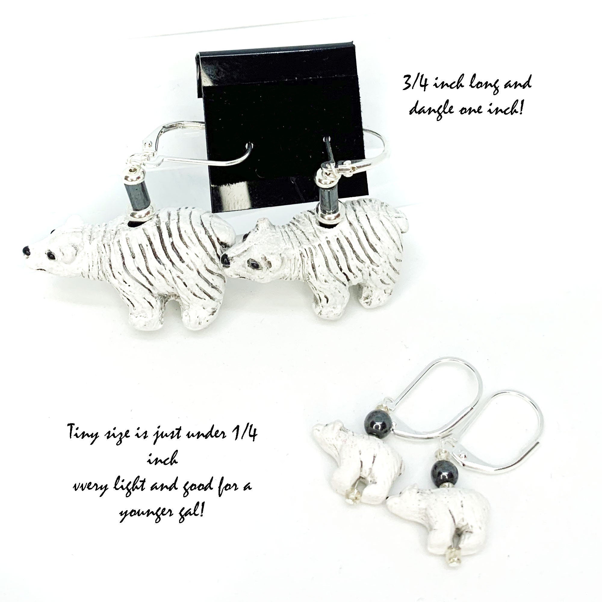 Beautifully crafted Polar Bear Earrings  - Earlobe Earrings made from ceramic, ideal for animal lovers and a lovely addition to any jewelry collection.