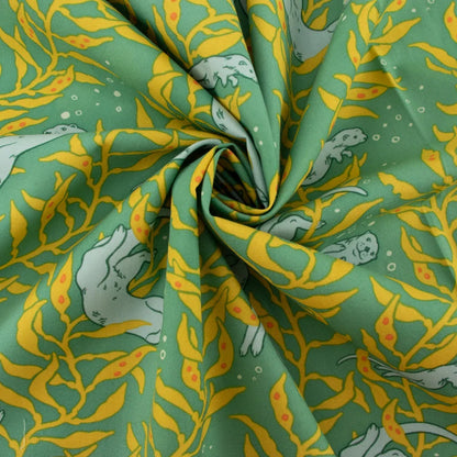 Otters Mid Blue Organic Poplin