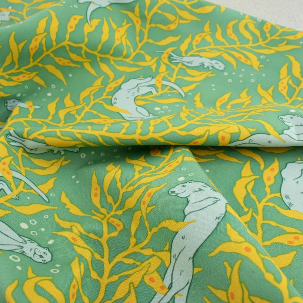 Otters Mid Blue Organic Poplin