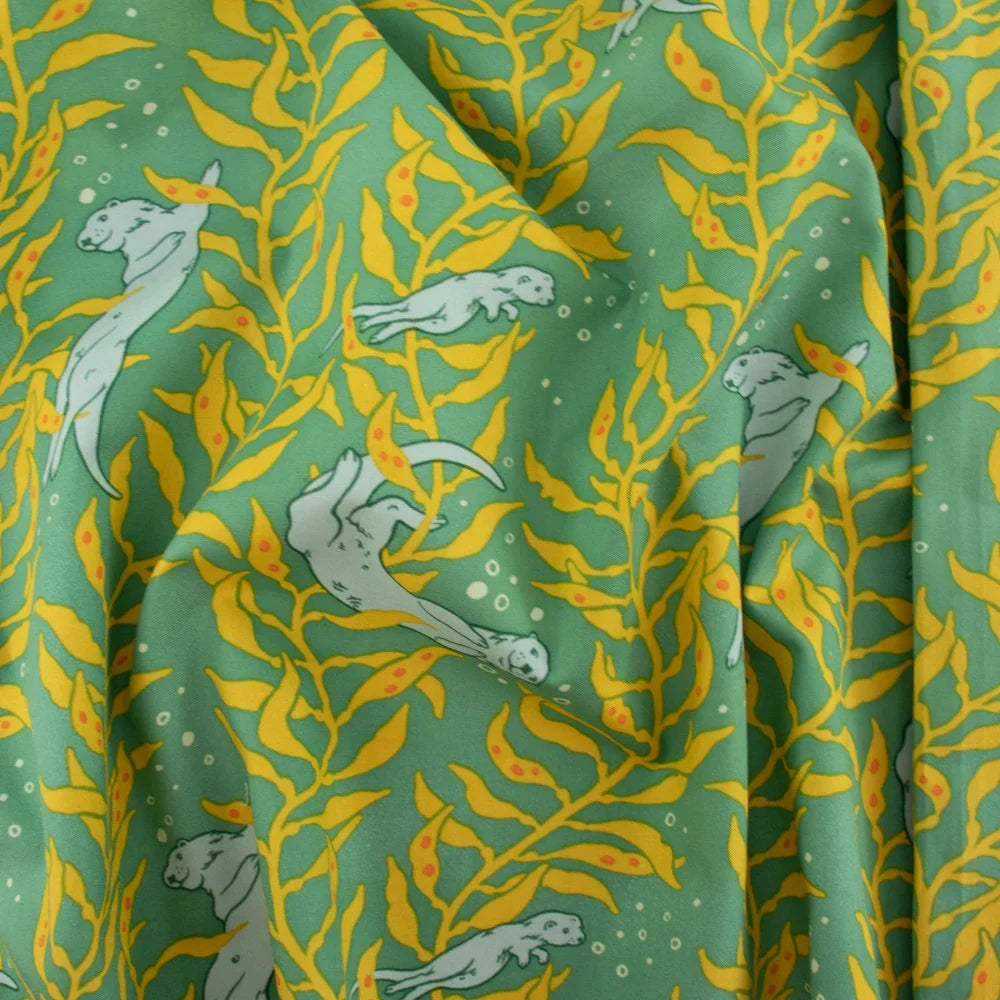 Otters Mid Blue Organic Poplin