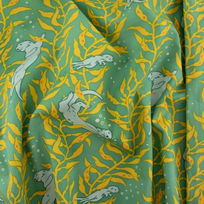 Otters Mid Blue Organic Poplin
